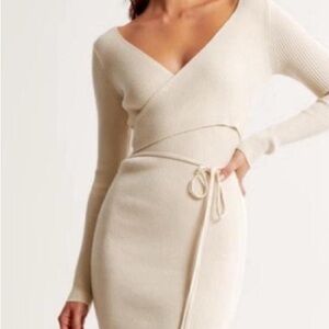 Abercrombie And Fitch White Wrap Ribbed Dress New a38